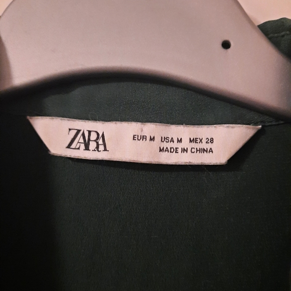 Dark Green zara button blouse M - Picture 3 of 4